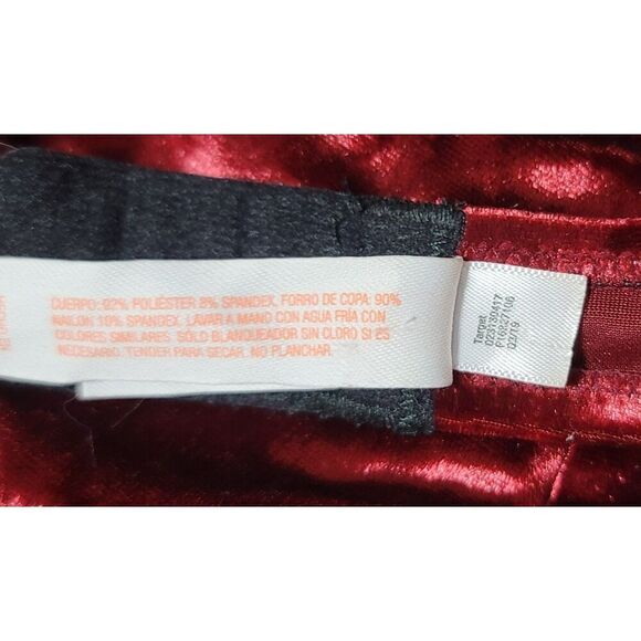 Colsie Dark Red Burgundy Crushed Velvet Holiday Bralette Pinup Bra - Size XS - Picture 9 of 9